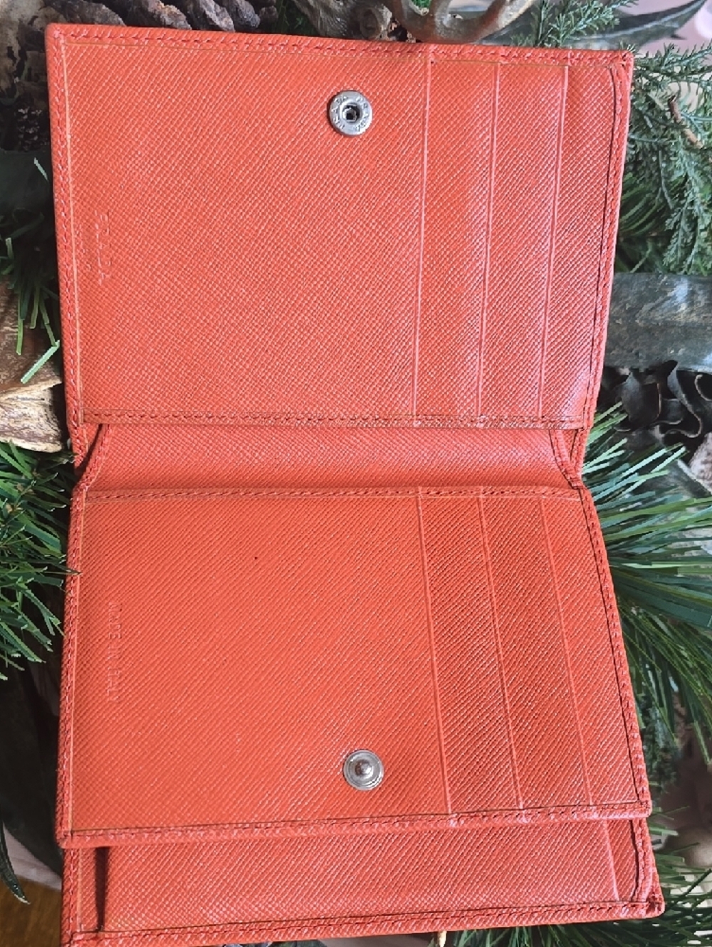 Prada Orange Saffiano Compact Wallet - Picture 7 of 12